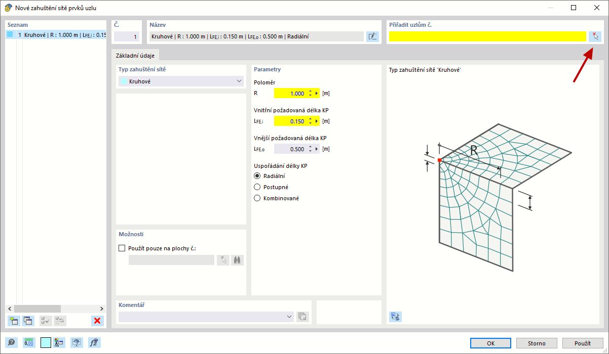 Nové zahuštění sítě prvků uzlu