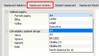 Vybrat formát papíru
