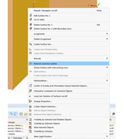 Obrázek ukazuje inverzi lokálního osového systému konstrukčního prvku.