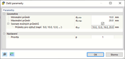 Zadat parametry pro dimenzování průměru prutu
