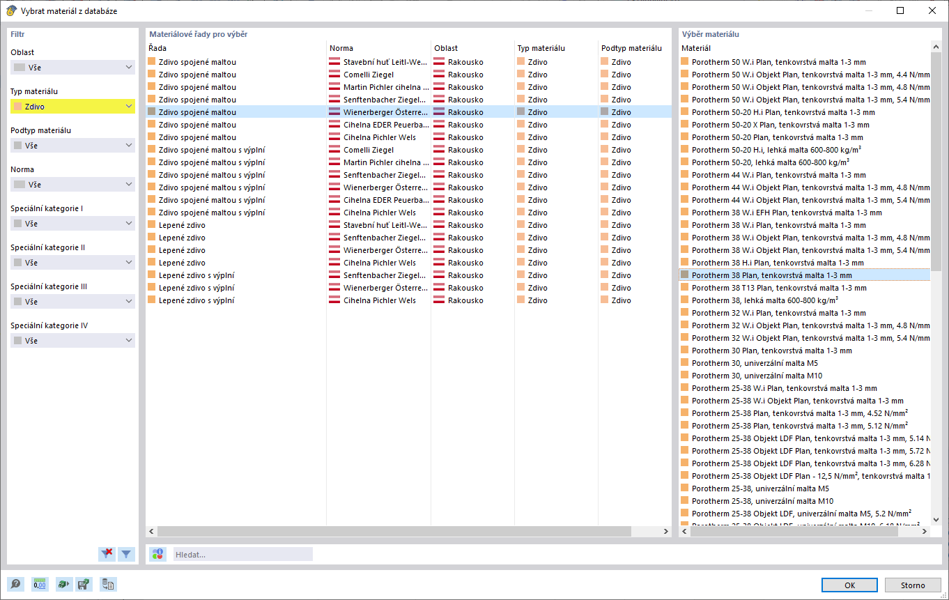 Výběr materiálu pro externí stěny v knihovně materiálů