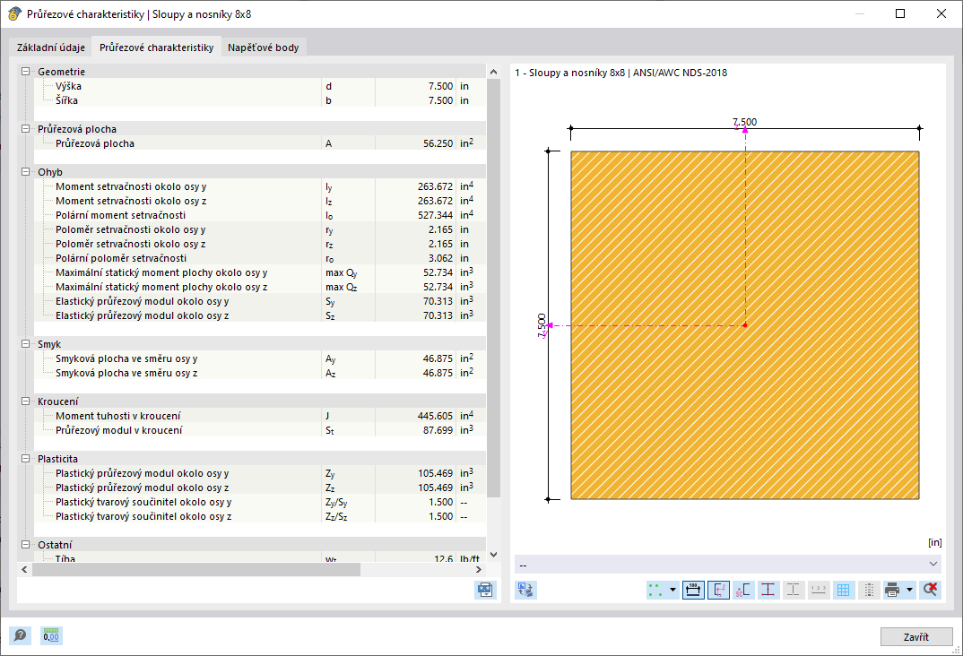 KB 001848 | Posouzení dřevěných sloupů podle normy 2018 NDS v programu RFEM 6