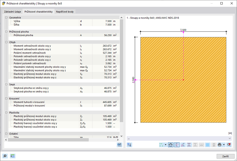 KB 001848 | Posouzení dřevěných sloupů podle normy 2018 NDS v programu RFEM 6
