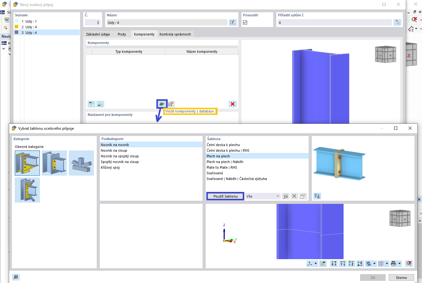 FAQ 005383 | Jak v addonu Ocelové přípoje vytvořím spoj s příložkami?