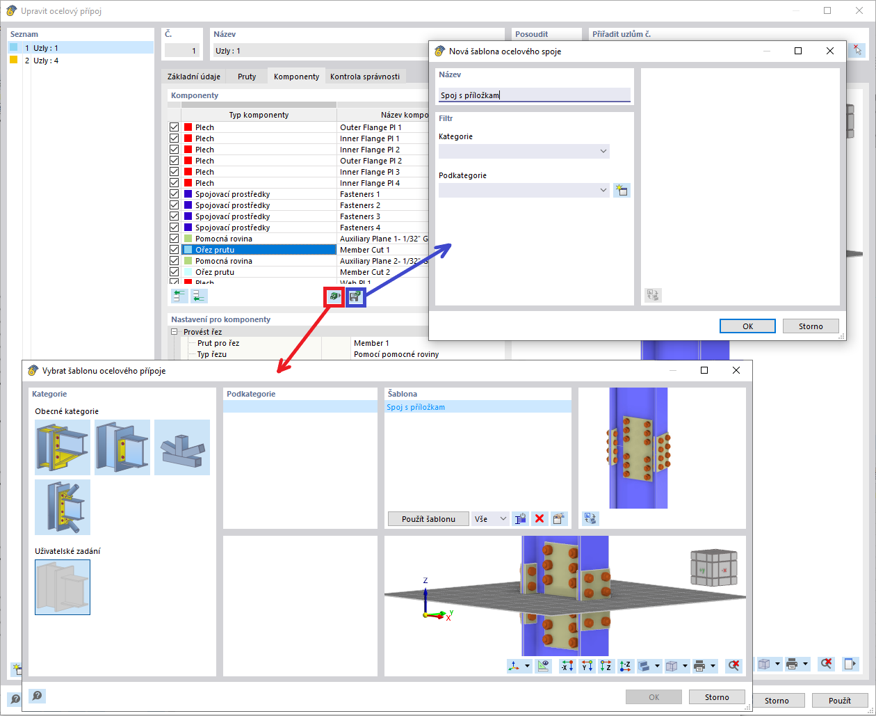 FAQ 005383 | Jak v addonu Ocelové přípoje vytvořím spoj s příložkami?