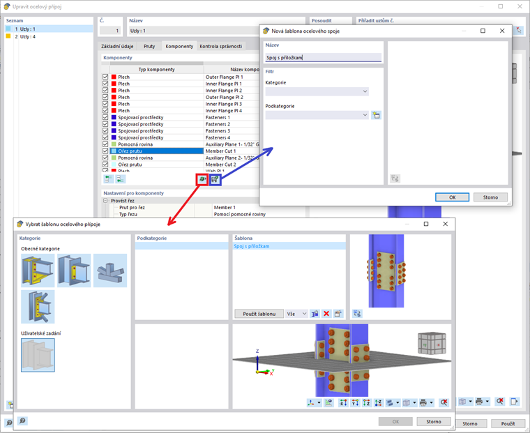 FAQ 005383 | Jak v addonu Ocelové přípoje vytvořím spoj s příložkami?