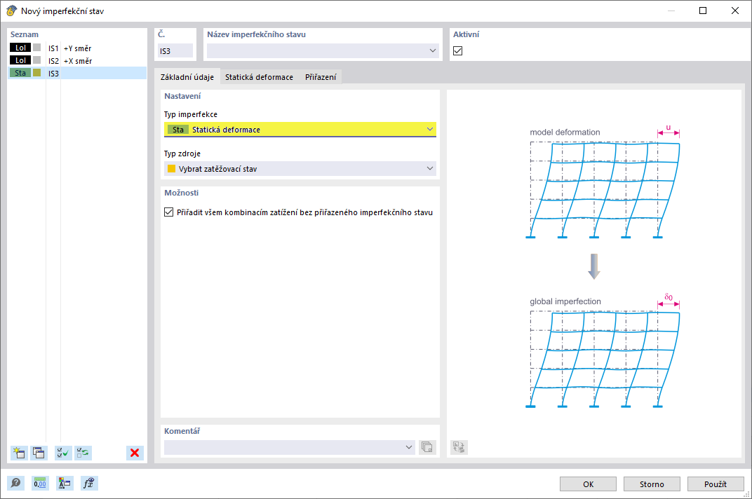 Vizualizace deformace konstrukce jako typu imperfekce v inženýrství.