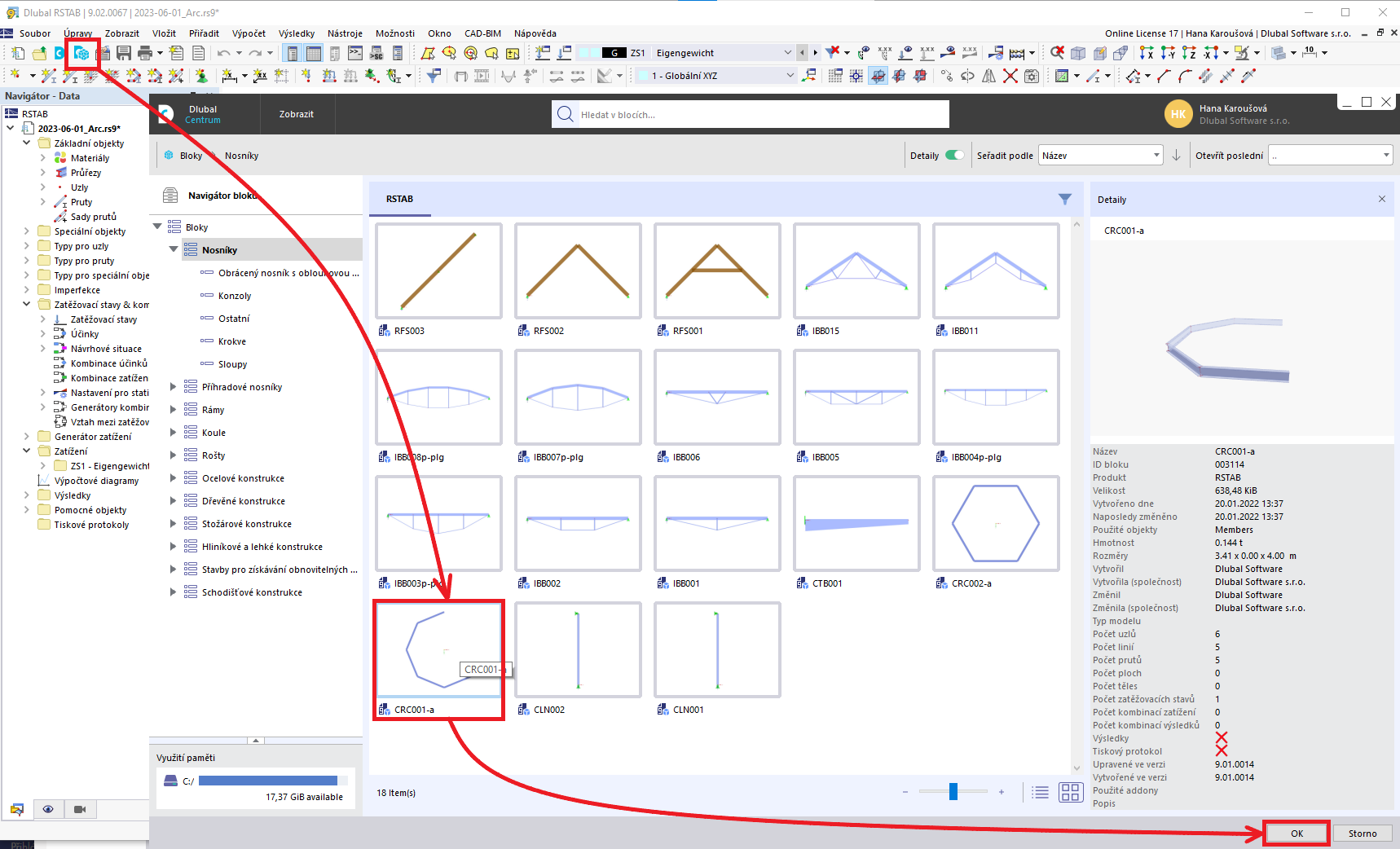 FAQ 005386 | Jak mohu v programu RSTAB 9 namodelovat zakřivený nosník?