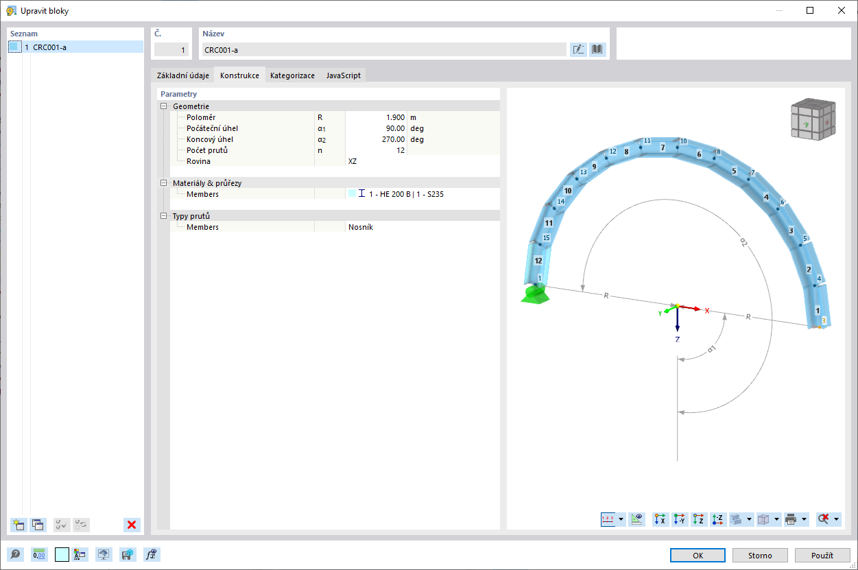 FAQ 005386 | Jak mohu v programu RSTAB 9 namodelovat zakřivený nosník?