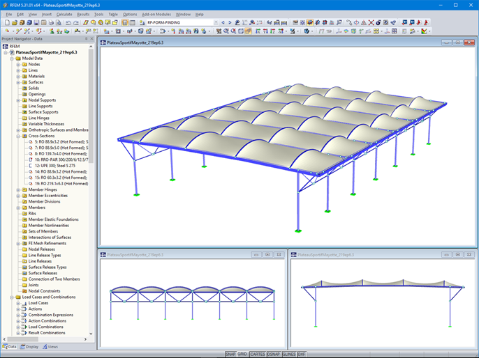 Model zastřešení v programu RFEM 5 (© Normandie Structures)