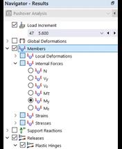Výběr vnitřních sil prutů v Navigátoru