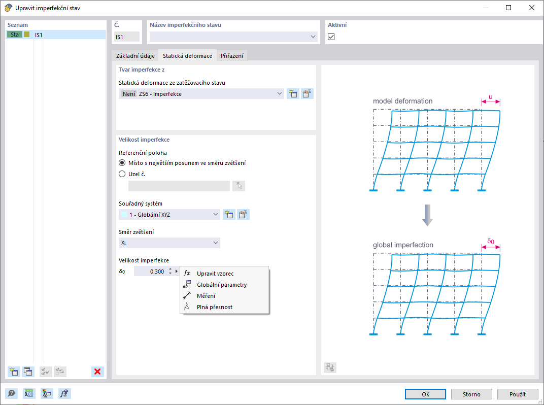 Upravit imperfekci statickou deformací