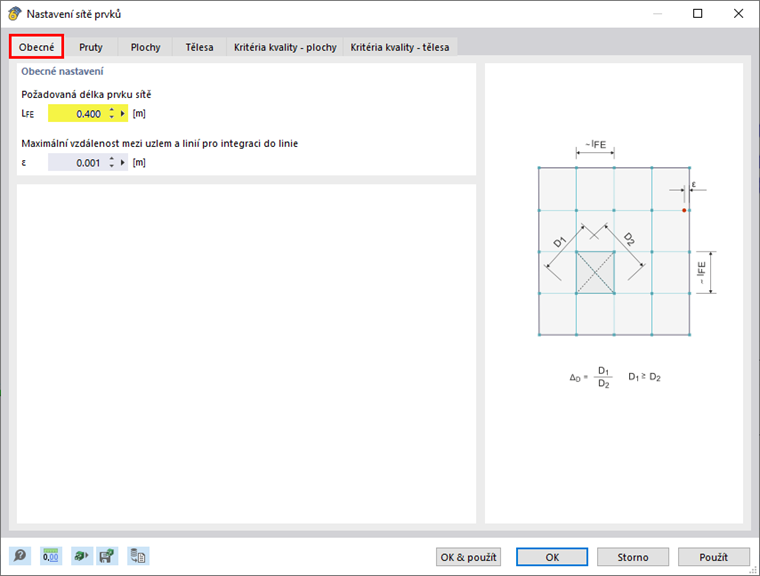 Přizpůsobená hustota sítě v modelu výpočtu pro přesnější výsledky.