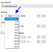 Výztuž se stanoví automaticky