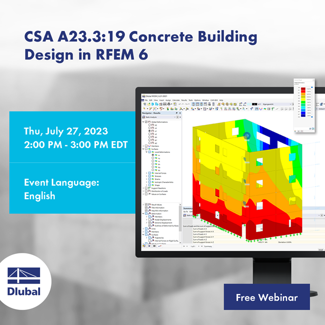 CSA A23.3:19 Posouzení betonových konstrukcí v programu RFEM 6