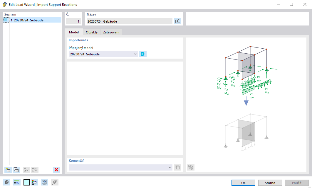 FAQ 005401 | Jak mohu použít generátor zatížení "Import podporových reakcí"?