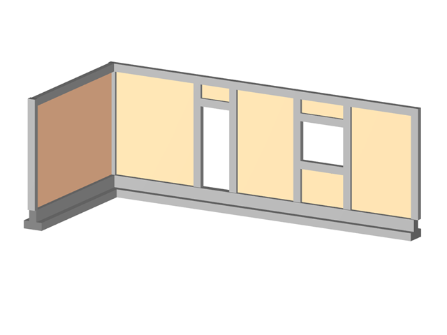 Model 004388 | Řez stěnou s dveřmi a okny