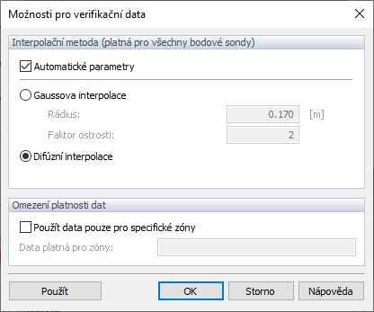 Možnosti verifikačních dat