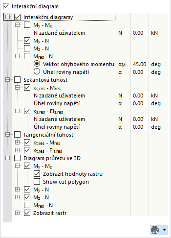 Zadání parametrů pro interakční diagram