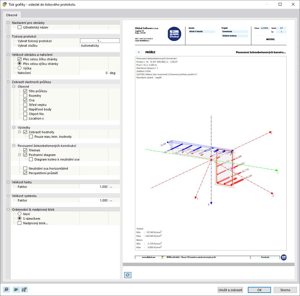 Vytiskněte průběhy výsledků do tiskového protokolu