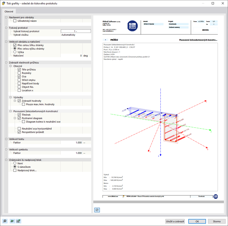 Vytiskněte průběhy výsledků do tiskového protokolu