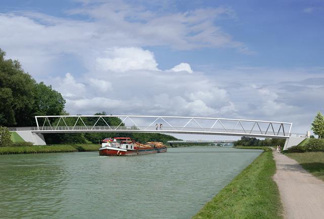 Procesní most přes kanál Dortmund-Ems v Münsteru (vizualizace) | © Keipke Architekten BDA