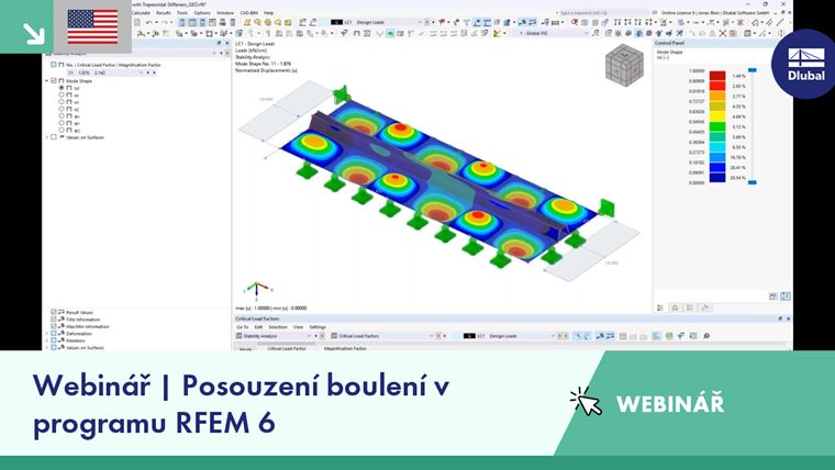 Webinář o technikách analýzy boulení pomocí RFEM 6 se zaměřením na inženýrská řešení.