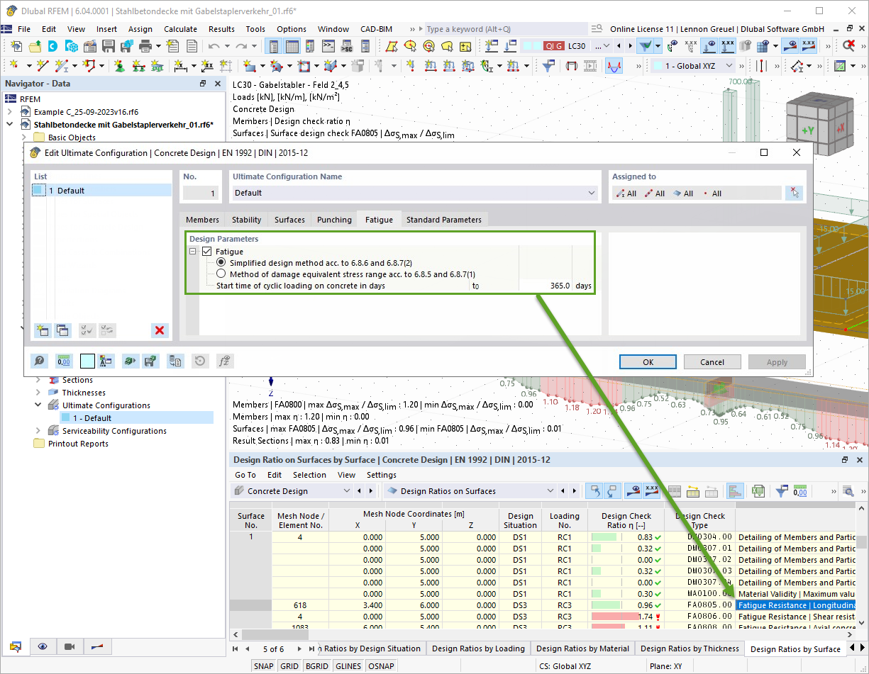 Funkce 002670 | Posouzení na únavu podle EN 1992-1-1, kapitoly 6.8