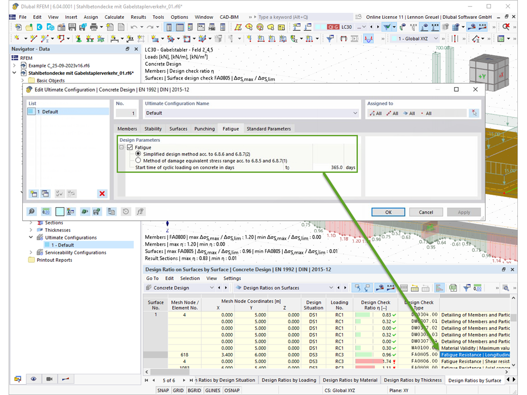 Funkce 002670 | Posouzení na únavu podle EN 1992-1-1, kapitoly 6.8