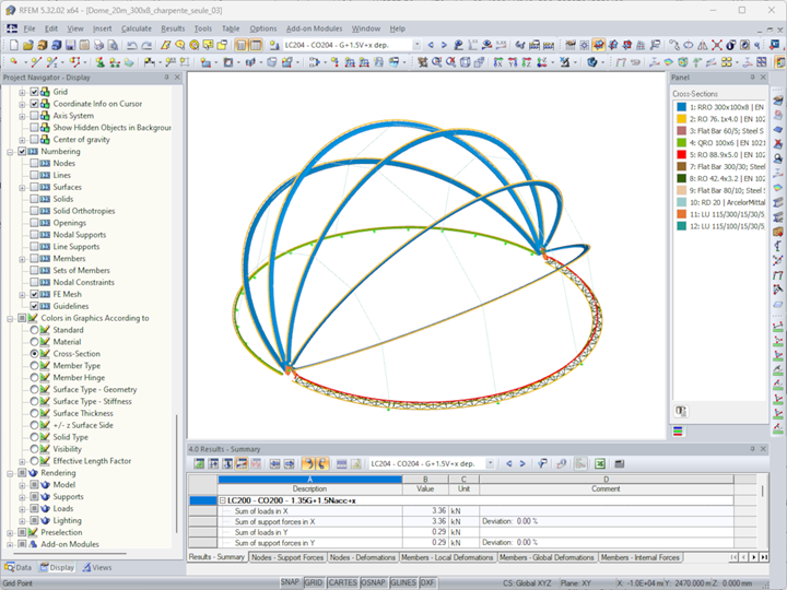 Model výsuvné kupole v programu RFEM (© Odo S&E)