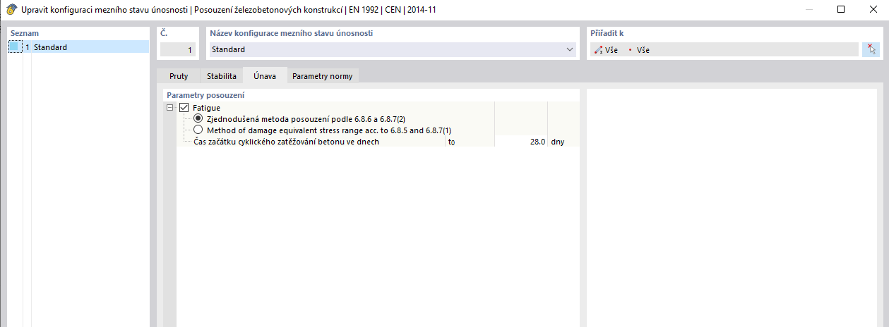 Metoda posouzení 1 - Konfigurace mezního stavu únosnosti