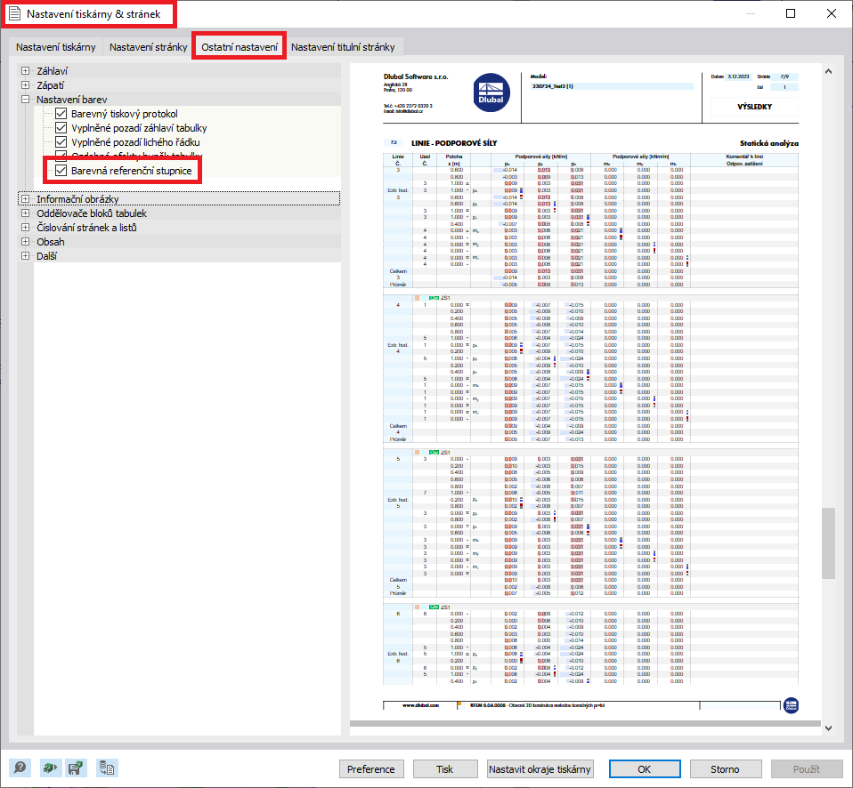 FAQ 005424 | Je možné skrýt modrou/červenou stupnici v tabulkách a v tiskovém protokolu?