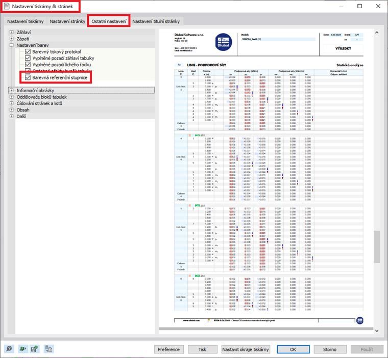 FAQ 005424 | Je možné skrýt modrou/červenou stupnici v tabulkách a v tiskovém protokolu?