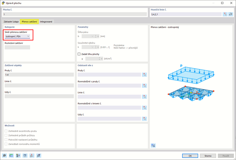 FAQ 005429 | Jak funguje plocha pro přenos zatížení ''Izotropní MKP'?
