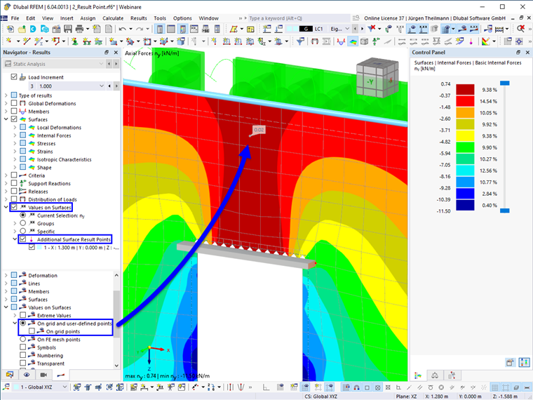 FAQ 005432 | Jak mohu v programu RFEM 6 nastavit uživatelsky definované body pro hodnoty výsledků na plochách?