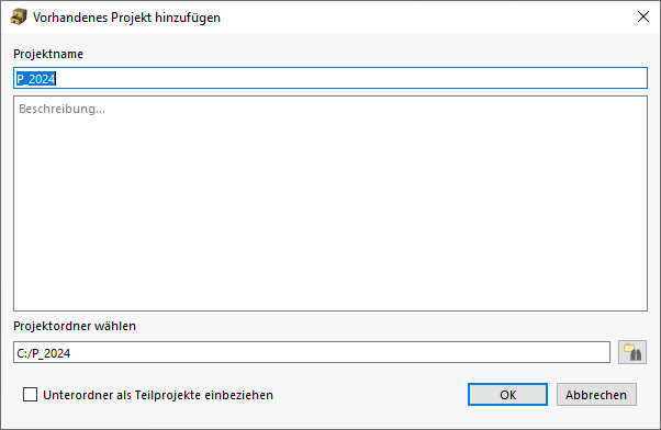 Přidat existující projekt