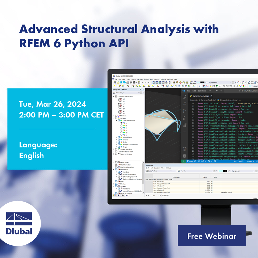 Pokročilá statická analýza s Python API v programu RFEM 6