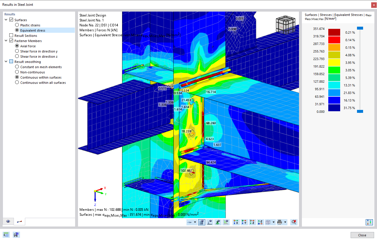 Zobrazení výsledků srovnávacích napětí