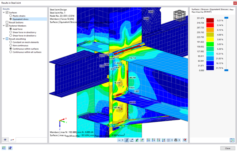 Zobrazení výsledků srovnávacích napětí