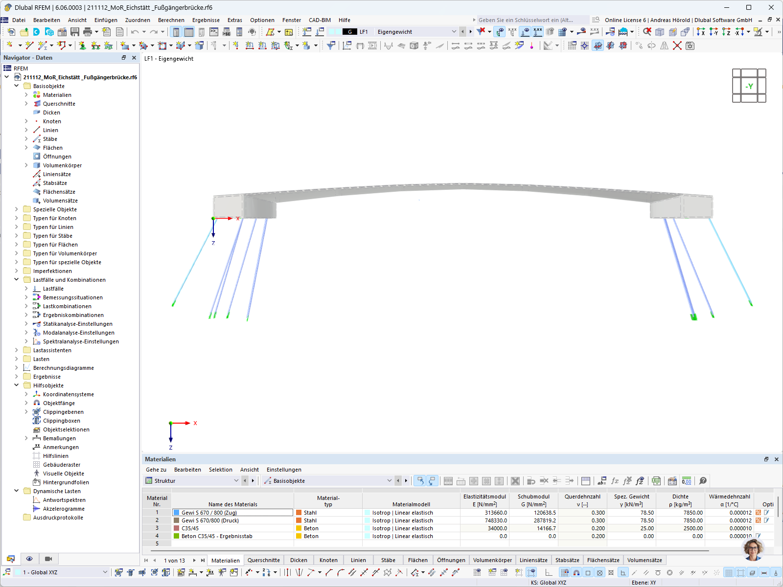 RFEM model lávky pro pěší a cyklisty v Eichstättu | © Bergmeister Ingenieure