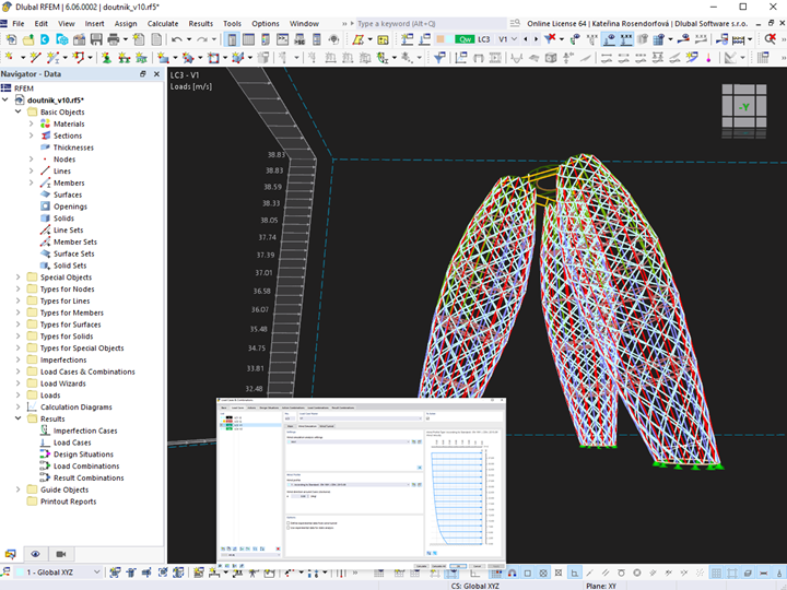 Věžová konstrukce s generováním zatížení větrem v programu RFEM 6