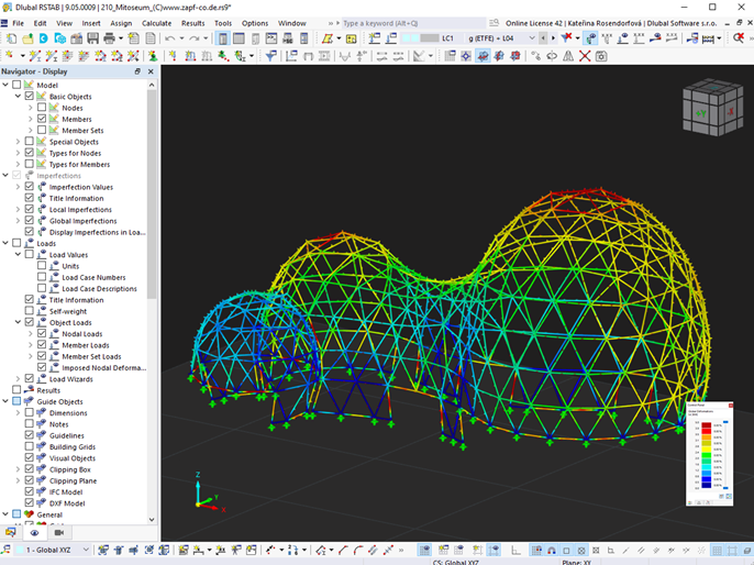 Model vstupní budovy v programu RSTAB 9