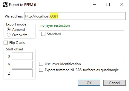 Změna rozsahu portů serveru v programu Rhino