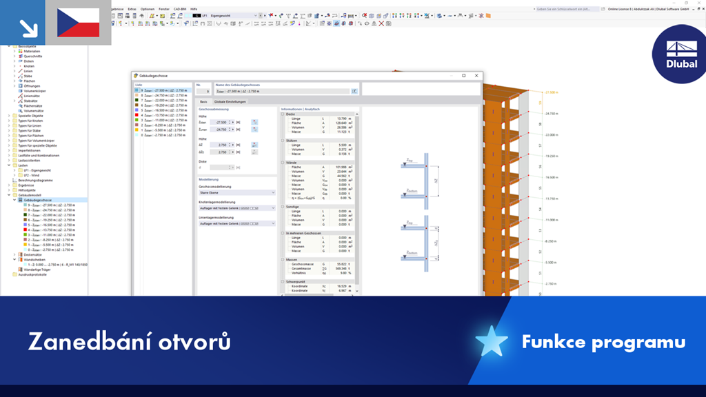 Ilustrace konstrukčních prvků bez zohlednění otvorů pro analýzu pevnosti