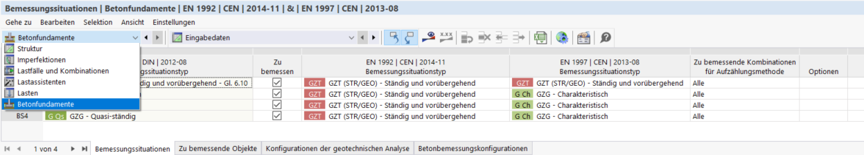 Kategorie „Betonové základy“ v tabulce