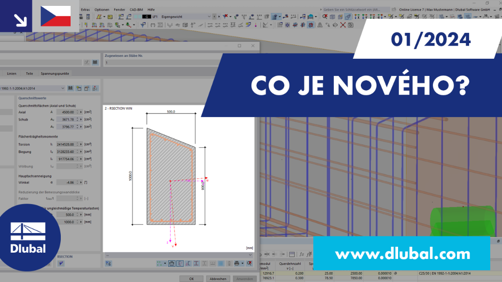 Grafické zobrazení nových funkcí v programech RFEM 6 a RSTAB 9 pro leden 2024