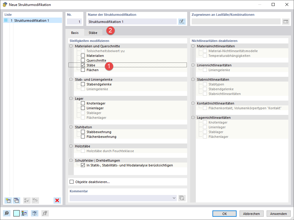 Vytvořte změnu konstrukce pro pruty