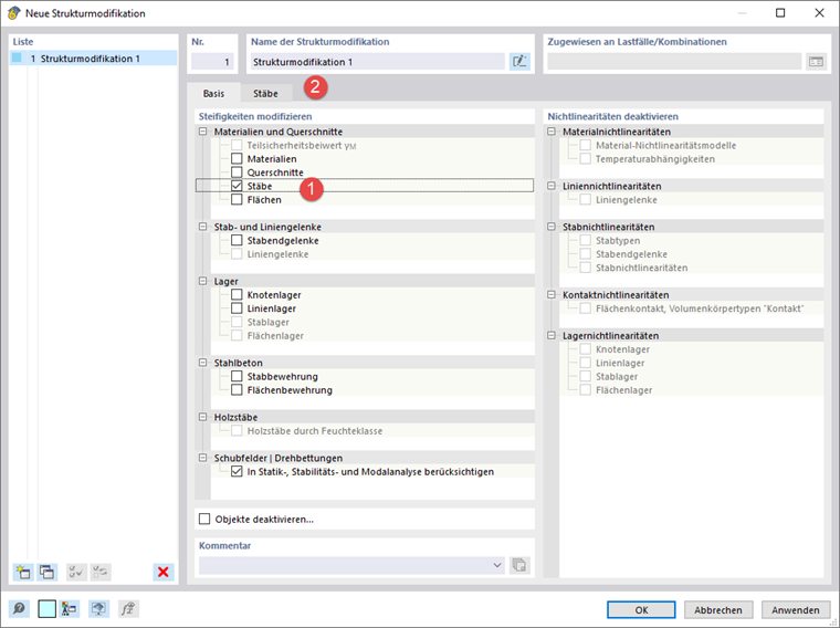 Vytvořte změnu konstrukce pro pruty