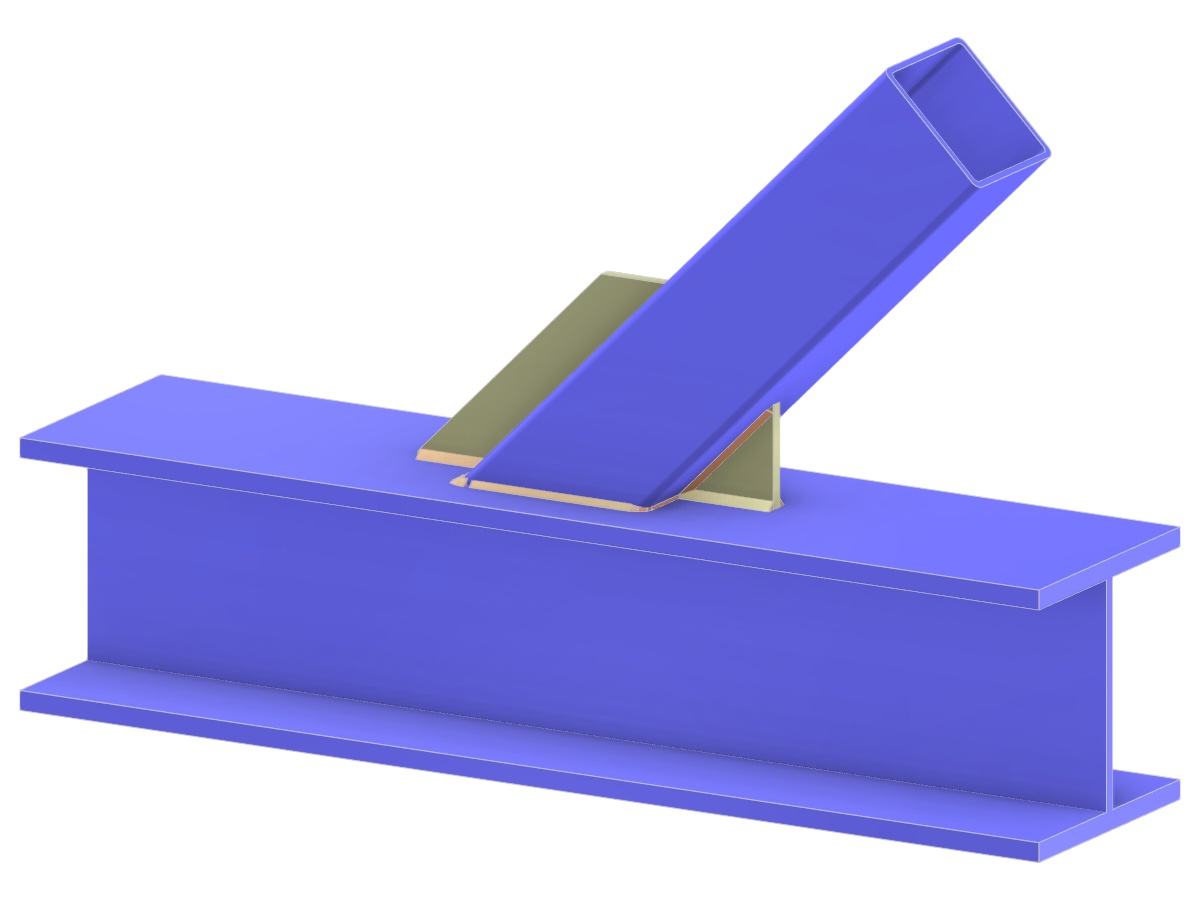 Model 005231 | Příhradový nosník Y-spoj | Diagonální připojení k pásu s průběžným přípojným plechem