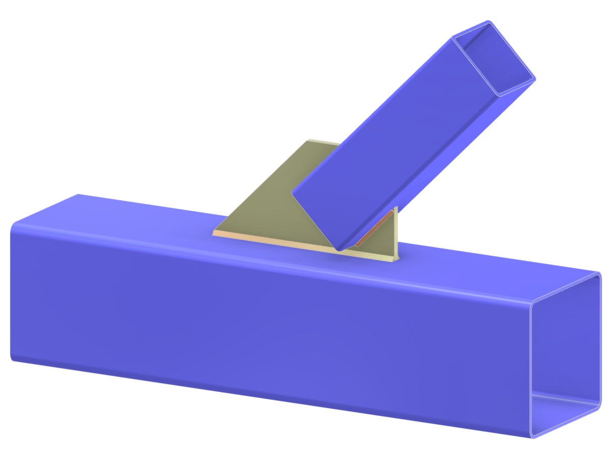 Model 005232 | Příhradový Y-spoj | Připojení diagonály k pásu pomocí styčníkového plechu